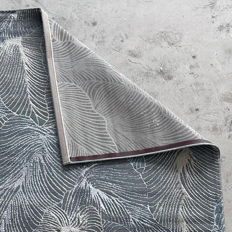 Alin Leaf Pattern Blue Area Carpet