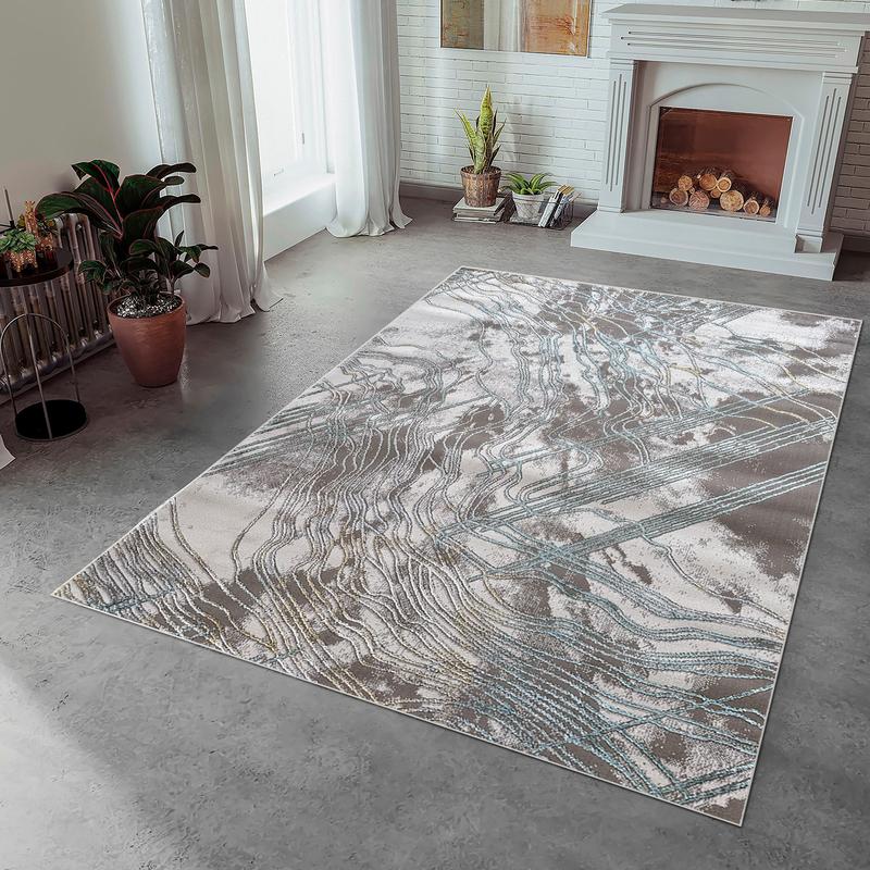 Ikon Abstract Beige Area Carpet