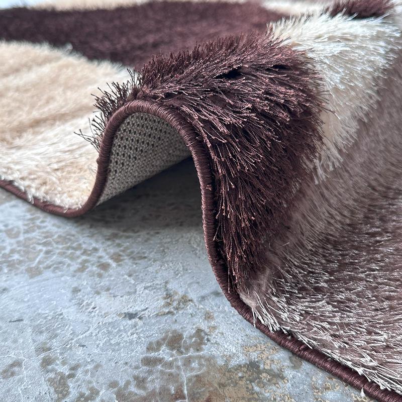 Shaggy Geometric Brown Area Carpet