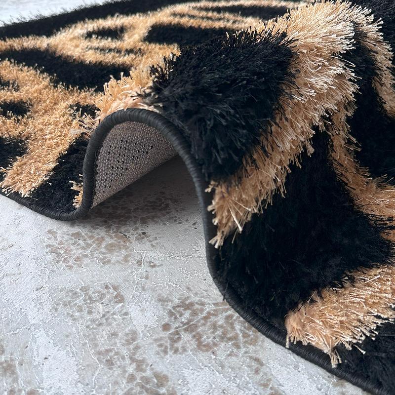 Shaggy Gold Stripe Area Carpet