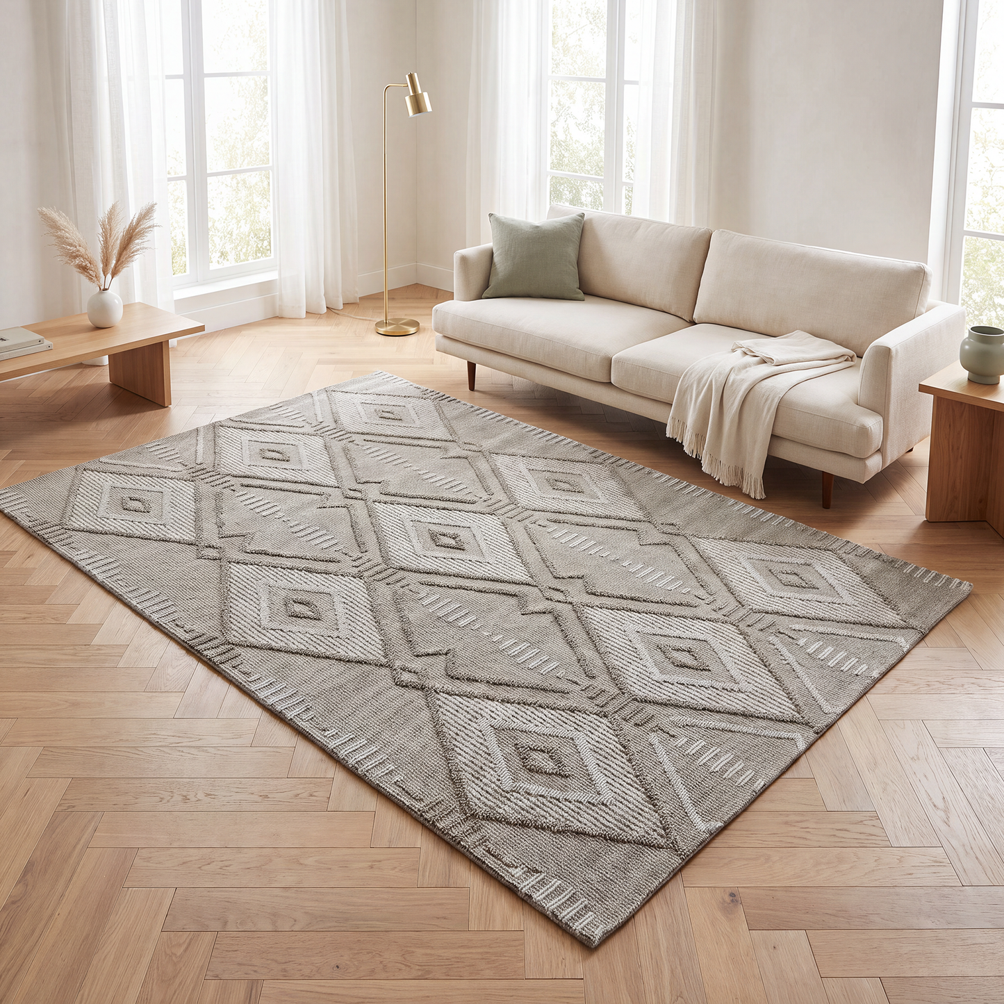 Jute Sage Diamond Carpet
