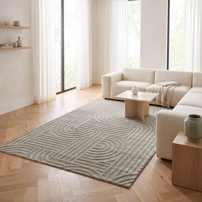 Jute Sage Labyrinth Carpet