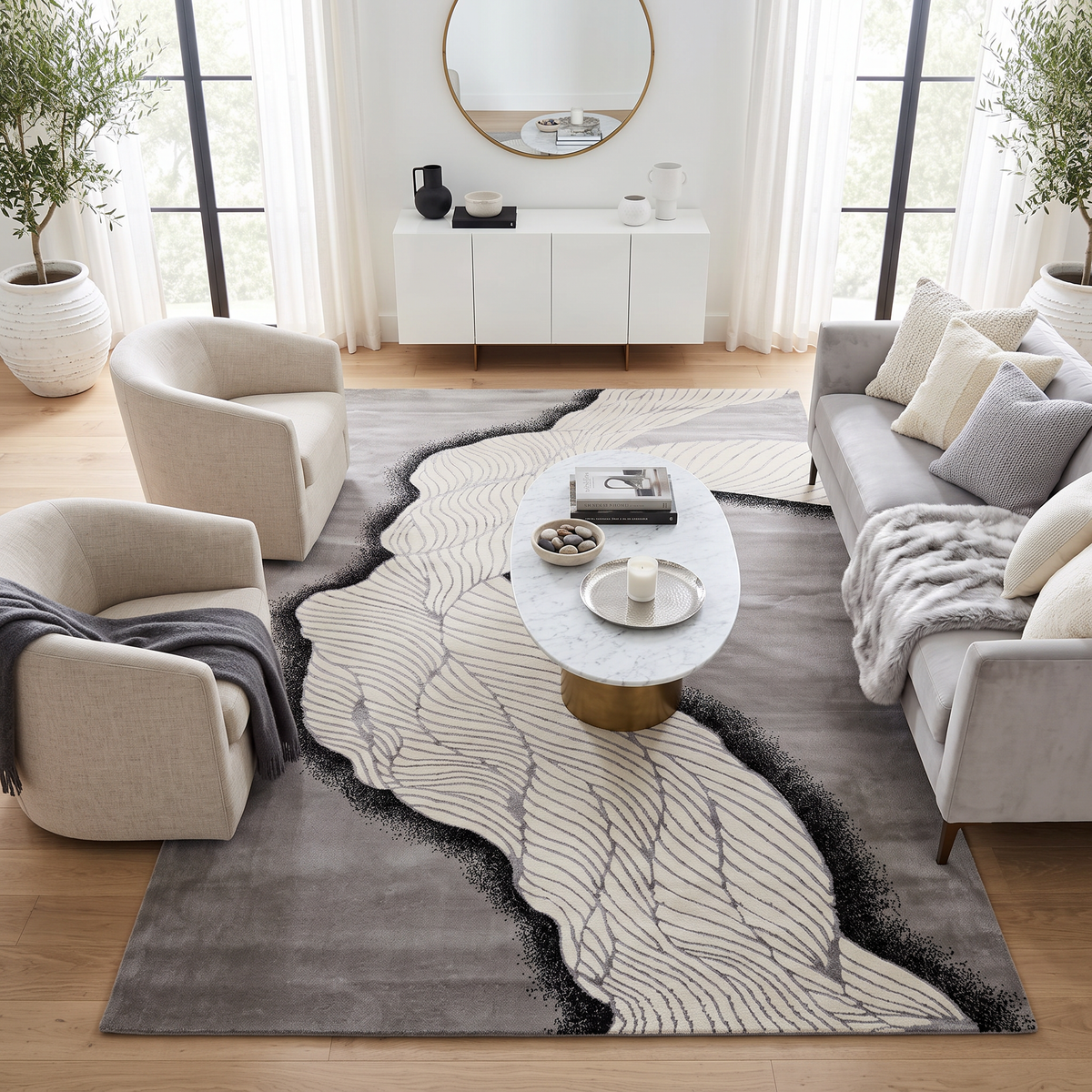 Rose Silver Feather Carpet