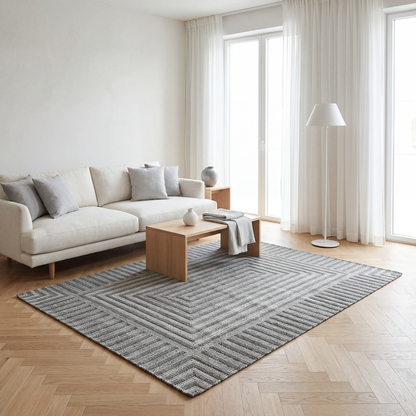 Jute Silver Labyrinth Carpet