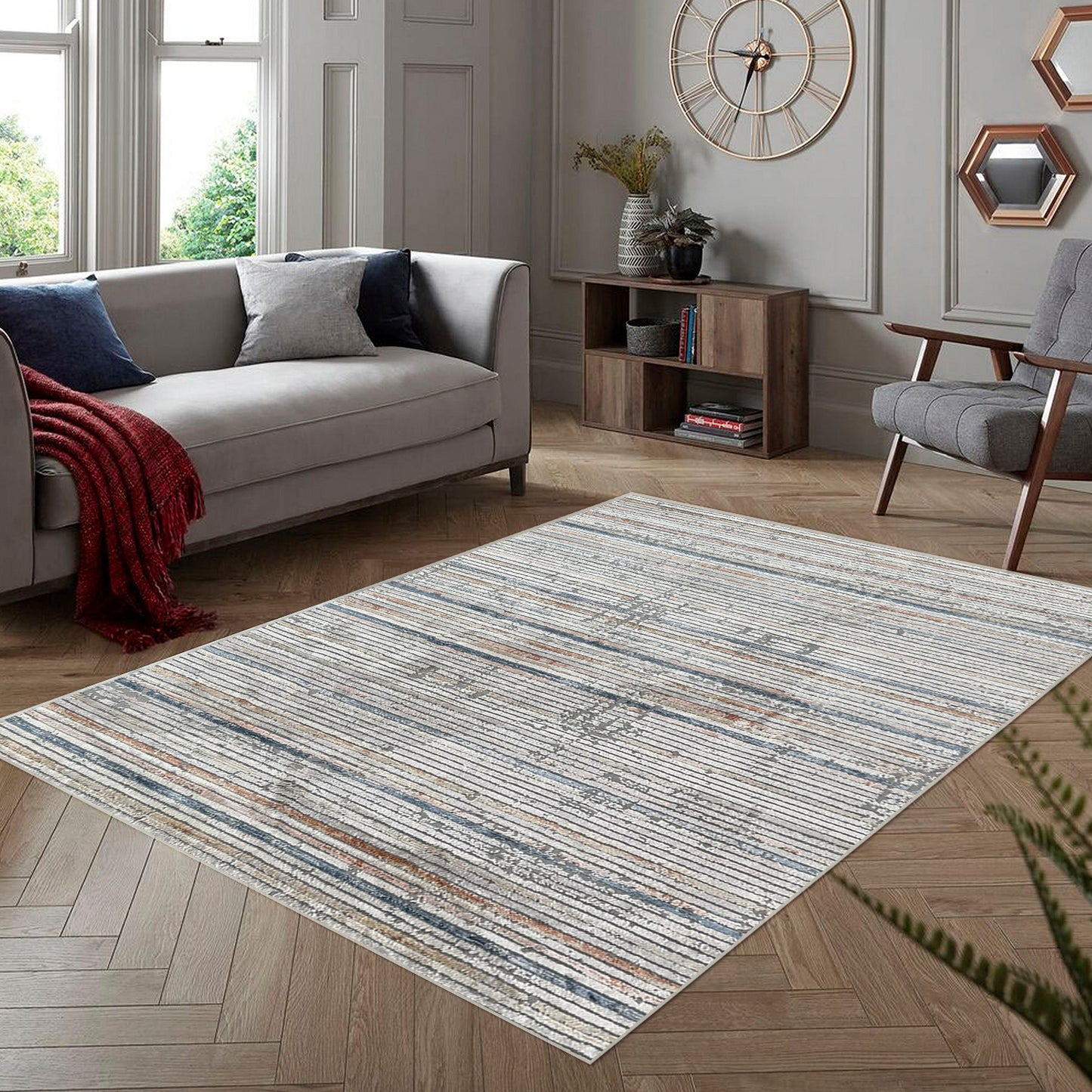 Rainbow Caelun Cream Grey Carpet