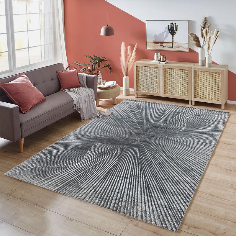 Alin Geometric Grey Area Carpet