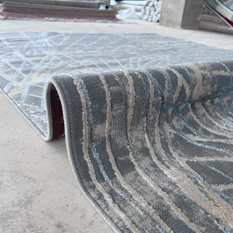 Alin Leaf Pattern Blue Area Carpet