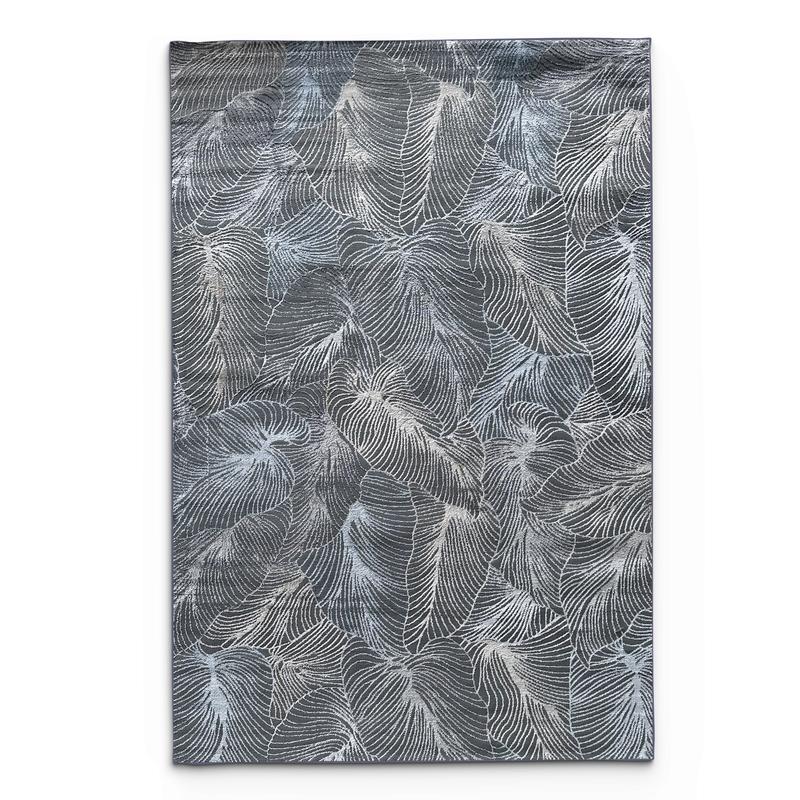Alin Leaf Pattern Blue Area Carpet
