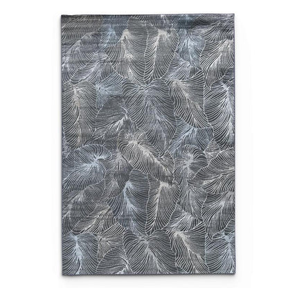 Alin Leaf Pattern Blue Area Carpet