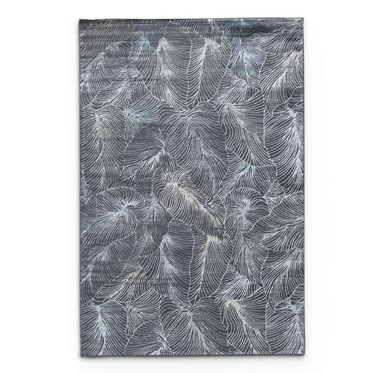Alin Leaf Pattern Blue Area Carpet