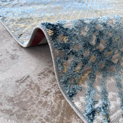 Ikon Blue Track Abstract Area Carpet