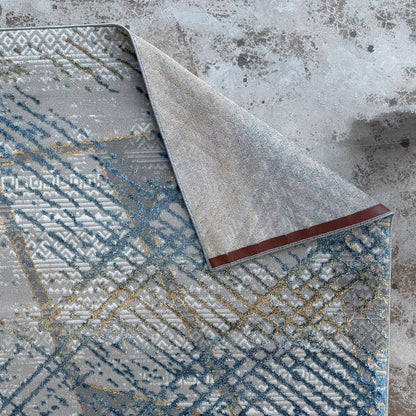 Ikon Blue Track Abstract Area Carpet