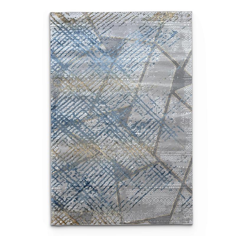 Ikon Blue Track Abstract Area Carpet