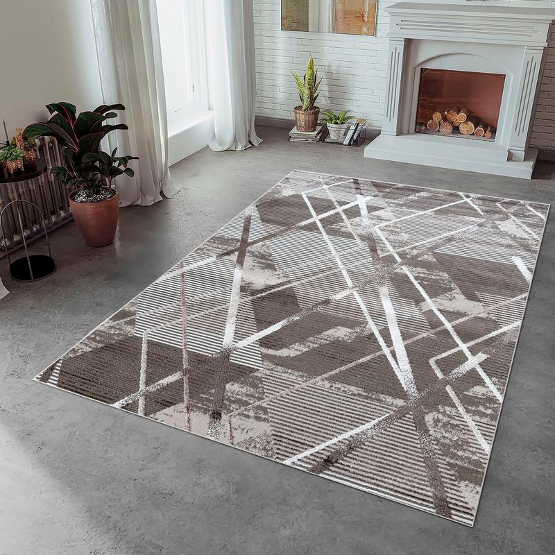 Ikon Brown Line Area Carpet