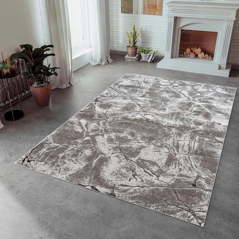 Ikon Dark Abstract Brown Area Carpet