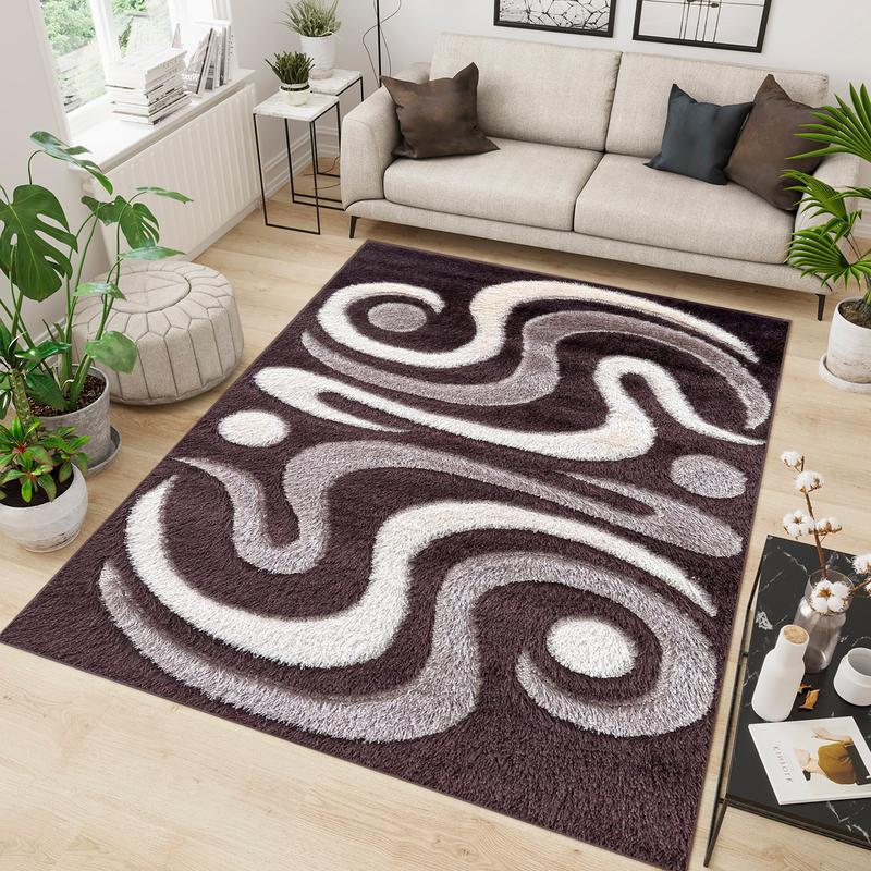 Shaggy Beige Track Area Carpet
