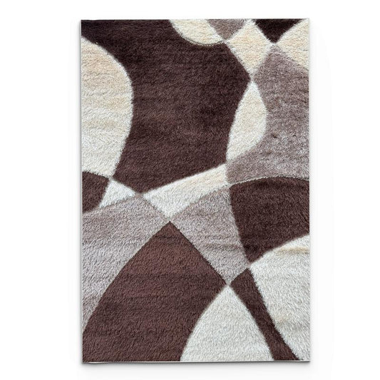 Shaggy Geometric Brown Area Carpet